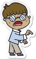 sticker of a cartoon boy wearing spectacles vector