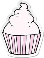 sticker of a cartoon cup cake vector