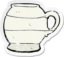 pegatina retro angustiada de una taza de dibujos animados de estilo antiguo vector