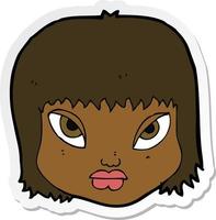 sticker of a cartoon annoyed face vector