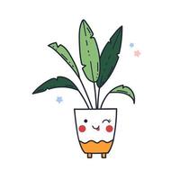 Hand-drawn funny flower in a flower pot. Cute vector illustration