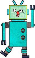 robot de dibujos animados de textura grunge retro vector