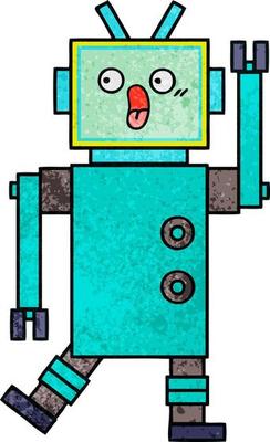retro grunge texture cartoon robot