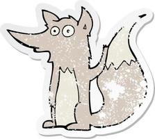 distressed sticker of a cartoon wolf vector