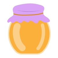 Jar of honey in cartoon style, vector isolated on a white background.