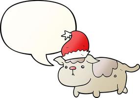 cute christmas dog and speech bubble in smooth gradient style vector