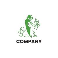 Woman and Green Leaf Combination Logo Design vector