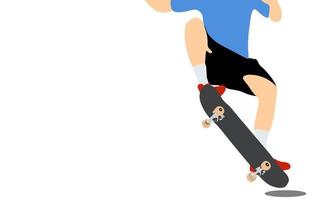 concepto de monopatín de actividad. saltando en una patineta de estilo libre. comenzó la competencia. ilustración plana aislada en un fondo blanco vector