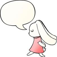 cute cartoon rabbit and speech bubble in smooth gradient style vector