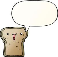 cute cartoon toast and speech bubble in smooth gradient style vector