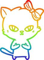 rainbow gradient line drawing cute cartoon cat vector