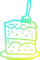 cold gradient line drawing cartoon slice of cake