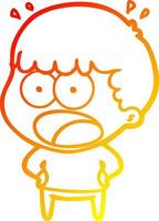 warm gradient line drawing cartoon shocked man vector