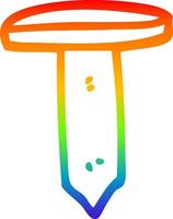 rainbow gradient line drawing cartoon iron nail vector