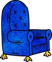 textured cartoon doodle of a blue arm chair