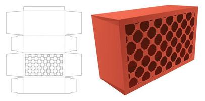 embalaje de cartón con plantilla troquelada de patrón geométrico y maqueta 3d vector