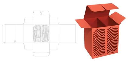 caja japonesa e inserción de plantilla troquelada de partición y maqueta 3d vector