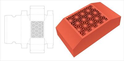 caja de cofre con plantilla troquelada de patrón japonés estampado y maqueta 3d vector