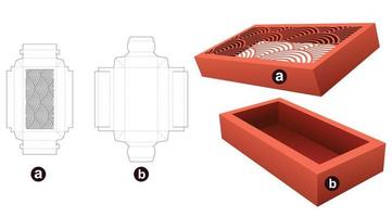 caja rectangular japonesa con plantilla troquelada de tapa y maqueta 3d vector