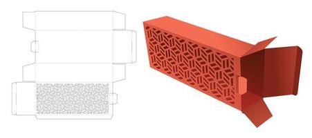 caja de cartón con plantilla troquelada de ventana de patrón japonés y maqueta 3d vector