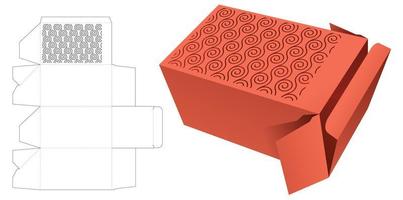 Cardboard Japanese pattern box die cut template and 3D mockup vector