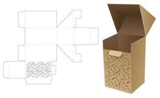 caja abatible de bloqueo automático con plantilla troquelada de patrón memphis estampado y maqueta 3d vector