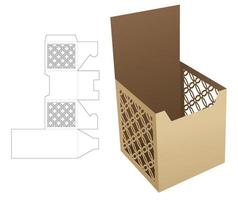 cuenco de cartón con 2 plantillas troqueladas de ventana estampadas y maqueta 3d vector