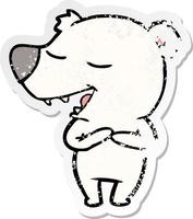pegatina angustiada de un oso polar de dibujos animados vector
