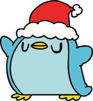 christmas cartoon of kawaii penguin vector