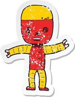 retro distressed sticker of a cartoon robot vector