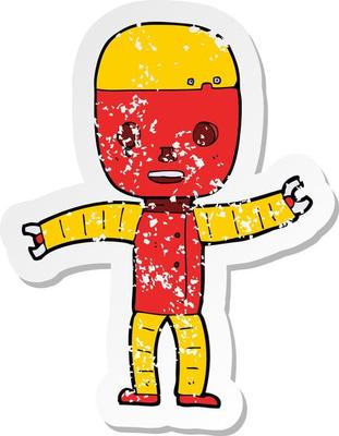 retro distressed sticker of a cartoon robot