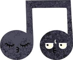 retro illustration style cartoon musical note vector