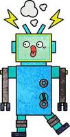 robot de dibujos animados de textura grunge retro vector