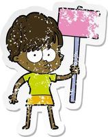 distressed sticker of a cartoon woman vector