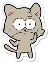 sticker of a cartoon nervous cat vector