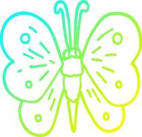 línea de gradiente frío dibujo mariposa de dibujos animados vector