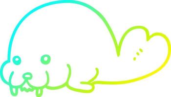 cold gradient line drawing cute cartoon walrus vector