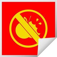 square peeling sticker cartoon no healthy food allowed sign vector