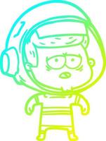 cold gradient line drawing cartoon tired astronaut vector