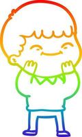 rainbow gradient line drawing cartoon happy boy vector
