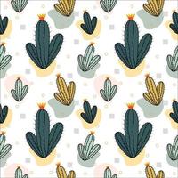 Cactus Seamless Pattern Background. Vector Design Isolated on Pastel Background. Summer plants. Botanical illustration.