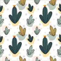 Cactus Seamless Pattern Background. Vector Design Isolated on Pastel Background. Summer plants. Botanical illustration.