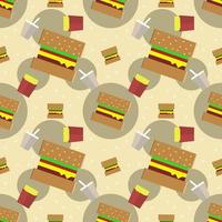 Hamburguesa de patrones sin fisuras fondo vector diseño aislado sobre fondo pastel