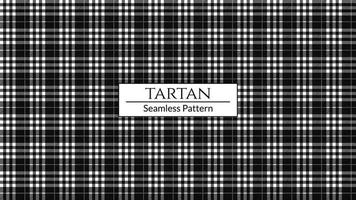 Black and white plaid pattern vector background, Tartan fabric texture