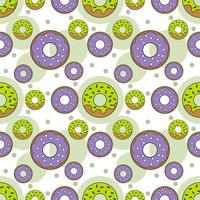 Vector seamless pattern with cartoon donuts. Texture for fabric, wrapping, wallpaper. Decorative print.