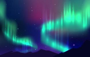 Beautiful Aurora Nothern Light Night Sky Background vector