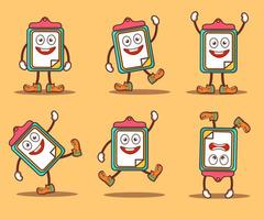 set of clipboard character with cute pose for icon business, school vector illustration