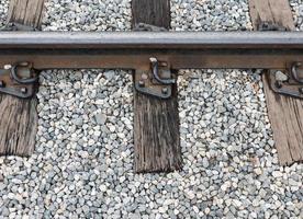 Old railway track with the wooden sleeper. photo