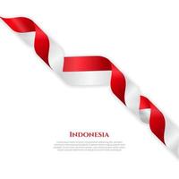 pancarta en colores rojo y blanco y cinta ondeante con bandera de indonesia para folletos. - vectores