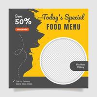 Food menu and restaurant social media post. - Vector. vector